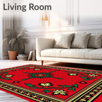Bold Floral Patterned Red Rug
