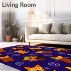 Whimsical Orange Cat Pattern Rug