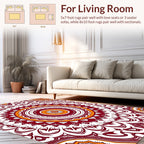 Maroon Orange Intricate Mandala Pattern Rug