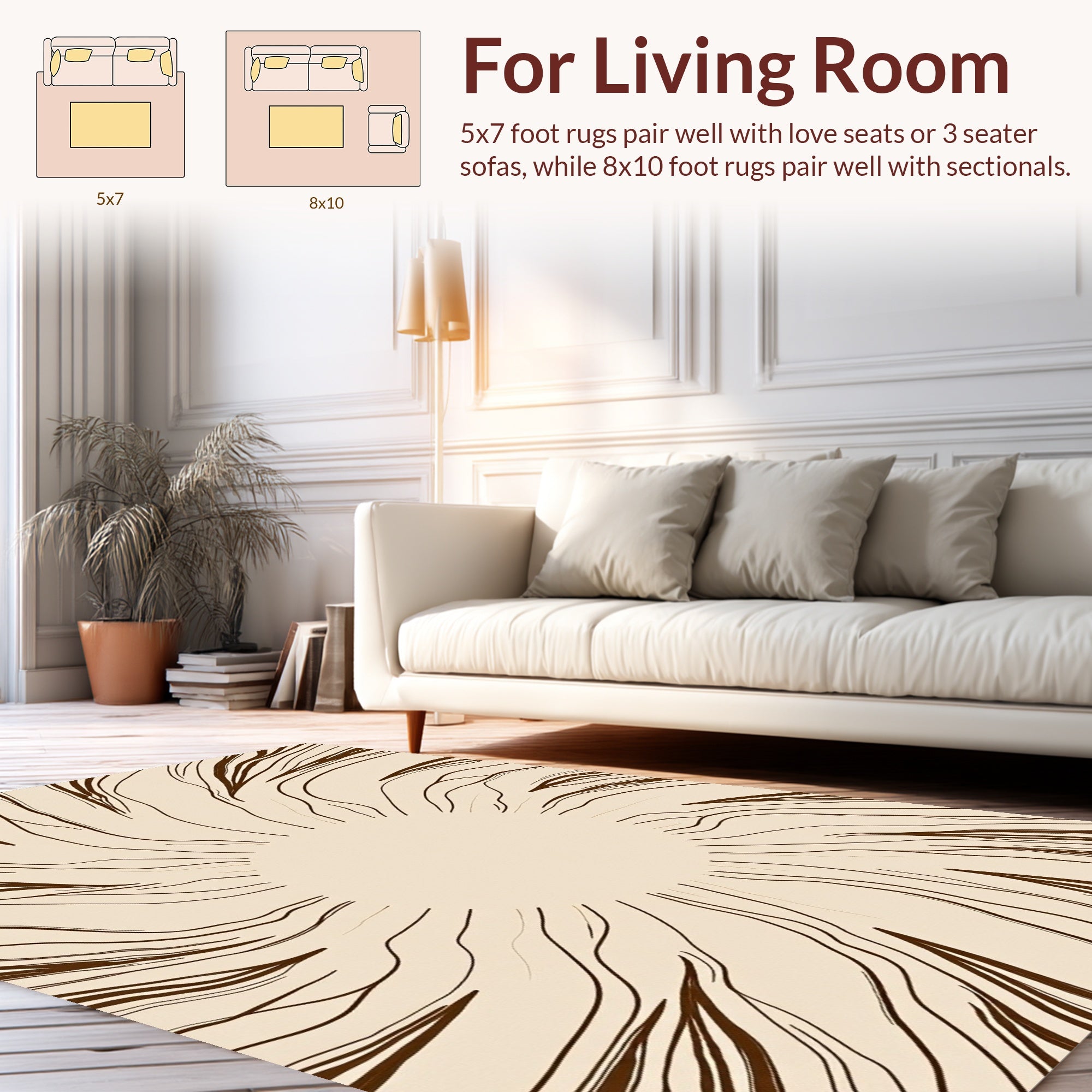 Abstract Organic Sunburst Lines Rug