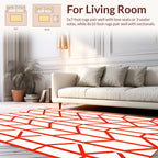 Bold Red Geometric Lines Rug