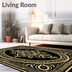 Elegant Golden Floral Art Nouveau Rug