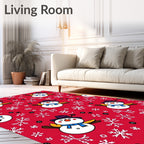 Winter Snowman Snowflake Pattern Rug