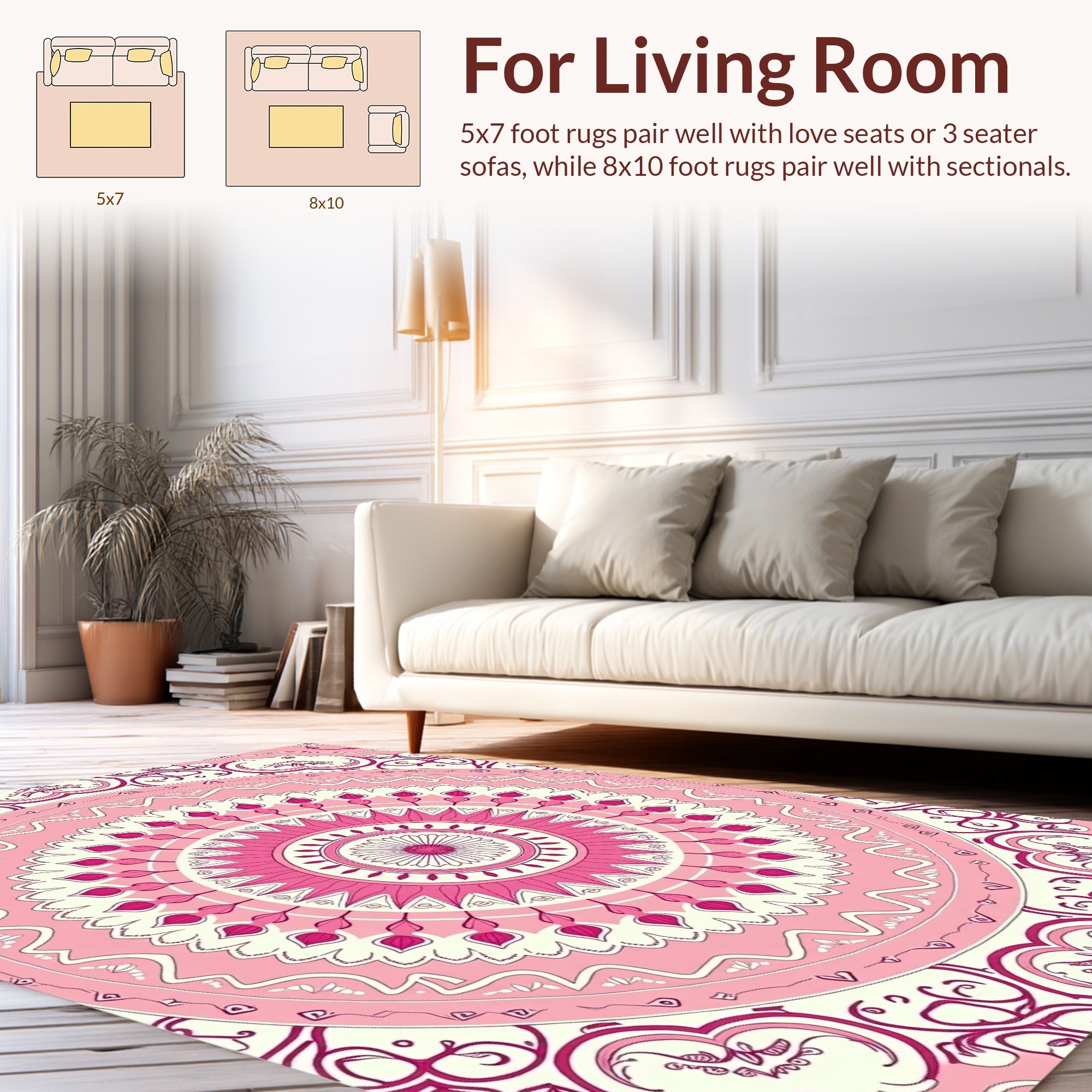 Pink Mandala Floral Symmetry Rug
