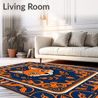 Foxy Orange Floral Art Deco Rug