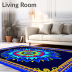 Bold Geometric Mandala Blue Rug