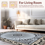 Art Nouveau Sunburst Floral Border Rug