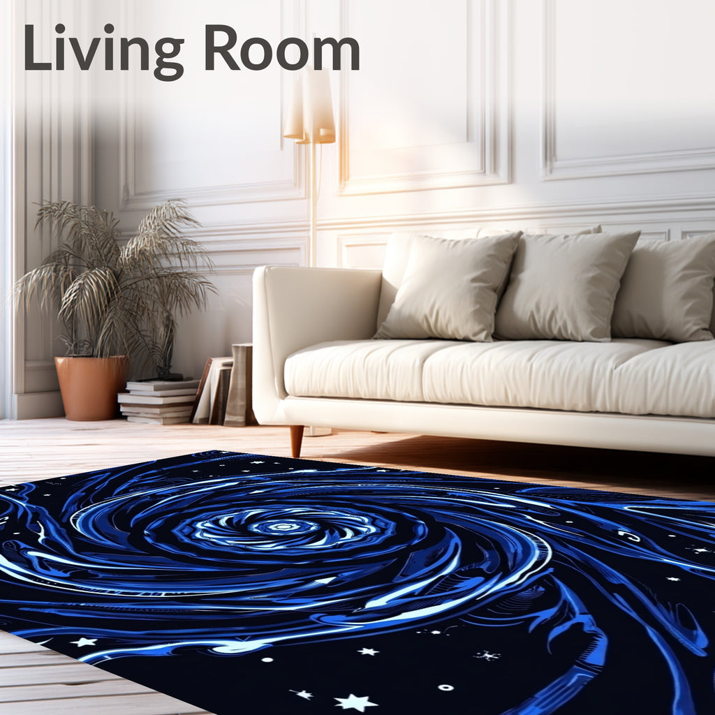 Cosmic Swirl Dynamic Blue Patterns Rug