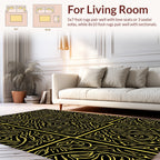 Abstract Gold With Black Symmetry Rug