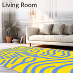 Abstract Blue Wavy Lines Rug