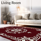 Ornate Floral Scroll Border Design Rug