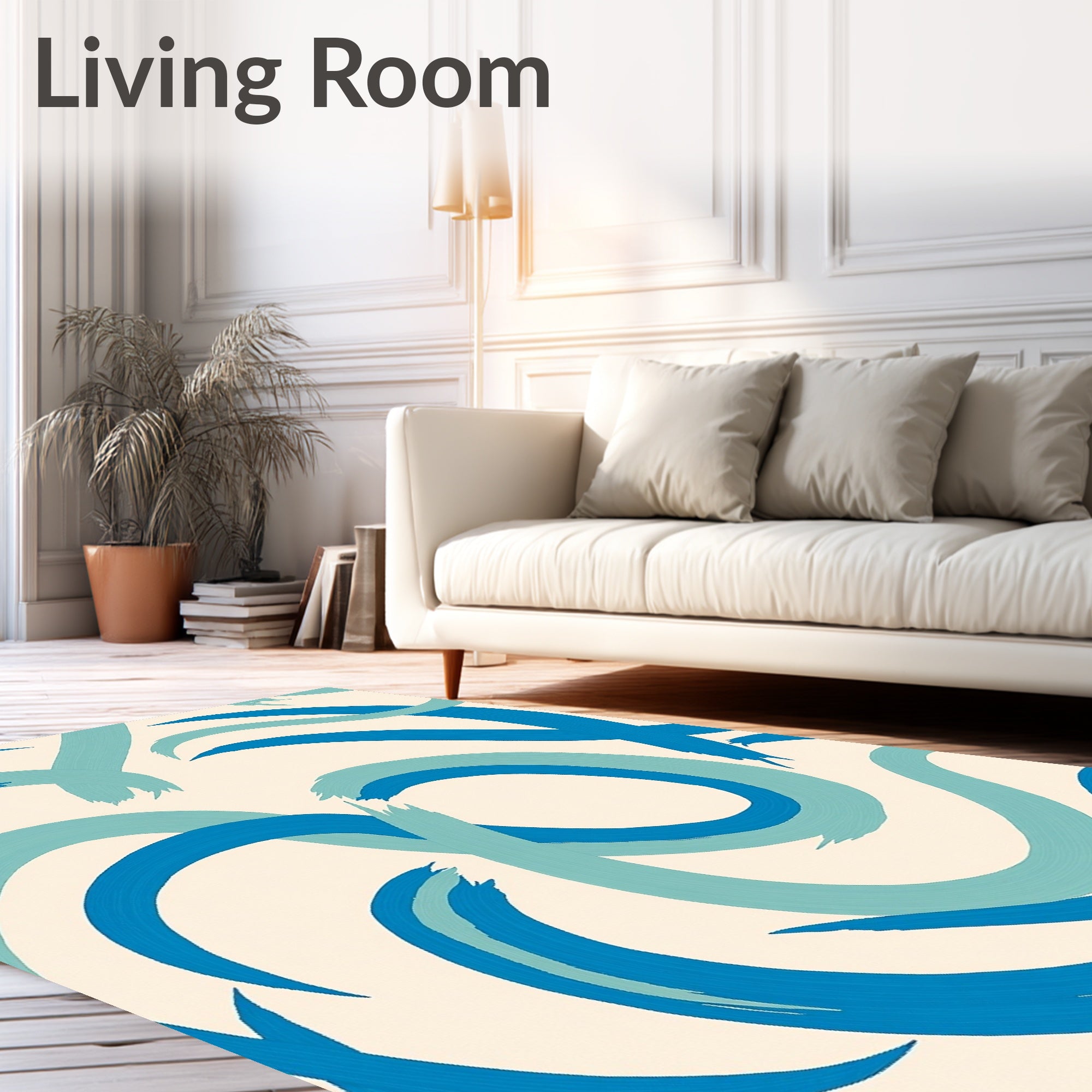 Oceanic Brushstroke Swirls Rug