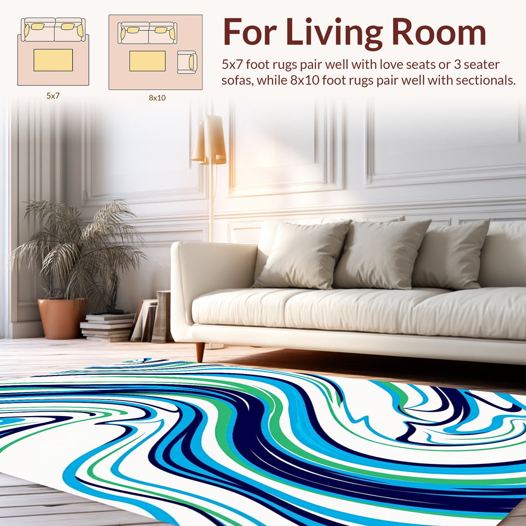 Abstract Swirls Blue Green Pattern Rug