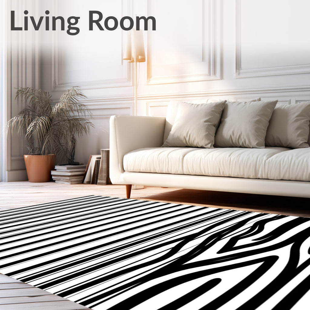 Striking Black White Abstract Pattern Design Rug