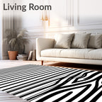 Striking Black White Abstract Pattern Design Rug