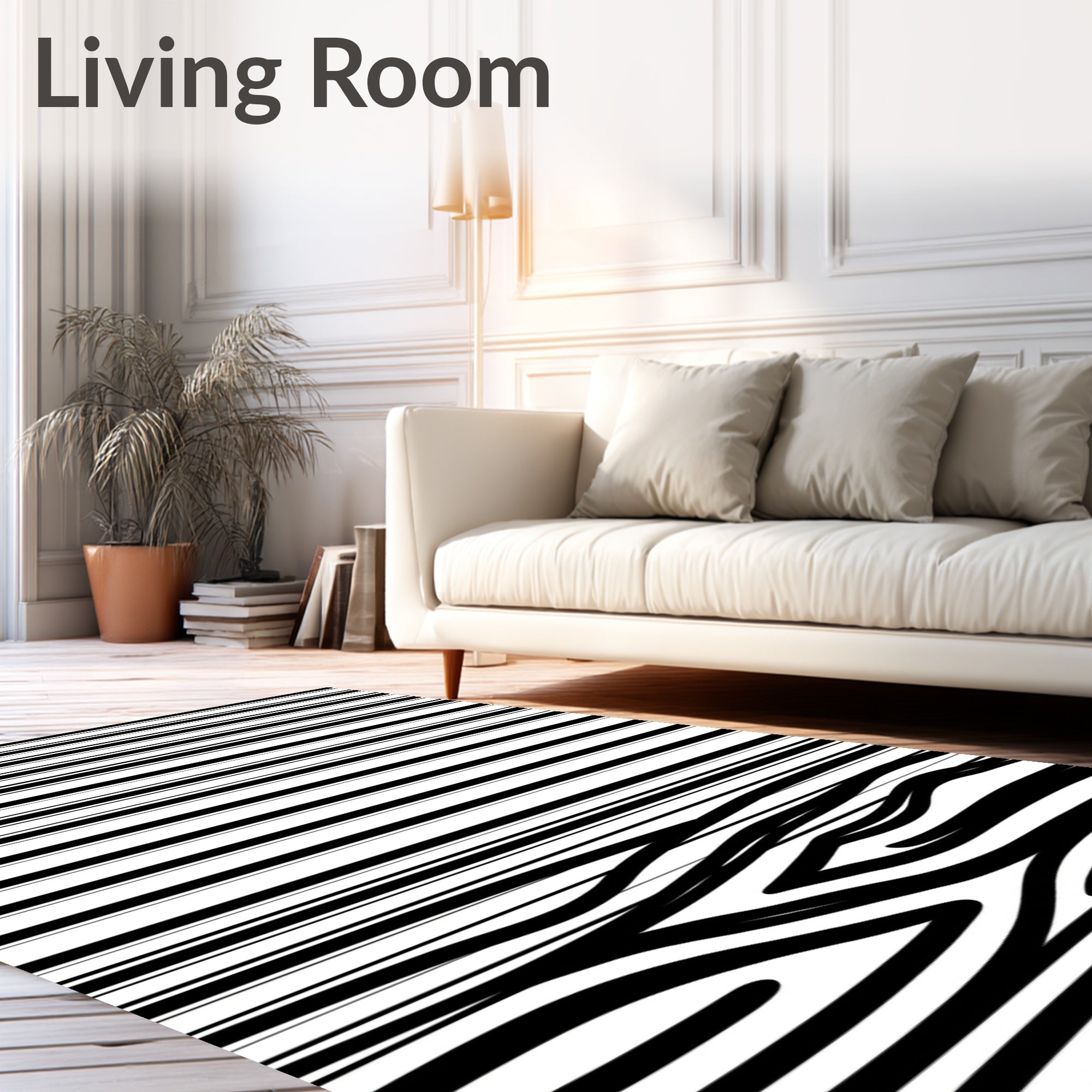 Striking Black White Abstract Pattern Design Rug