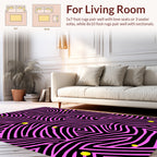 Bold Pink Black Wavy Labyrinth Design Rug