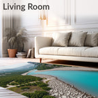 Turquoise River Valley Landscape Rug