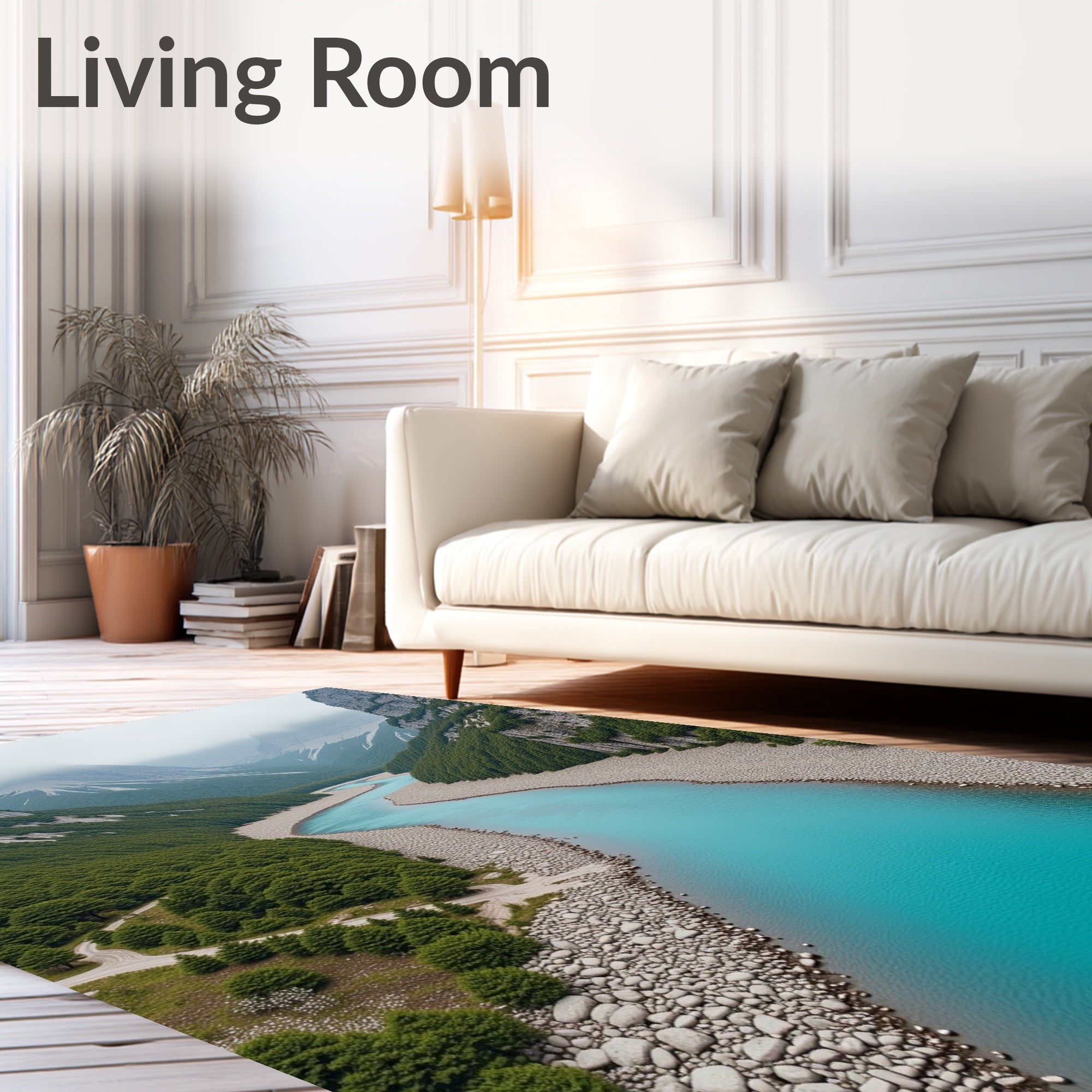 Turquoise River Valley Landscape Rug