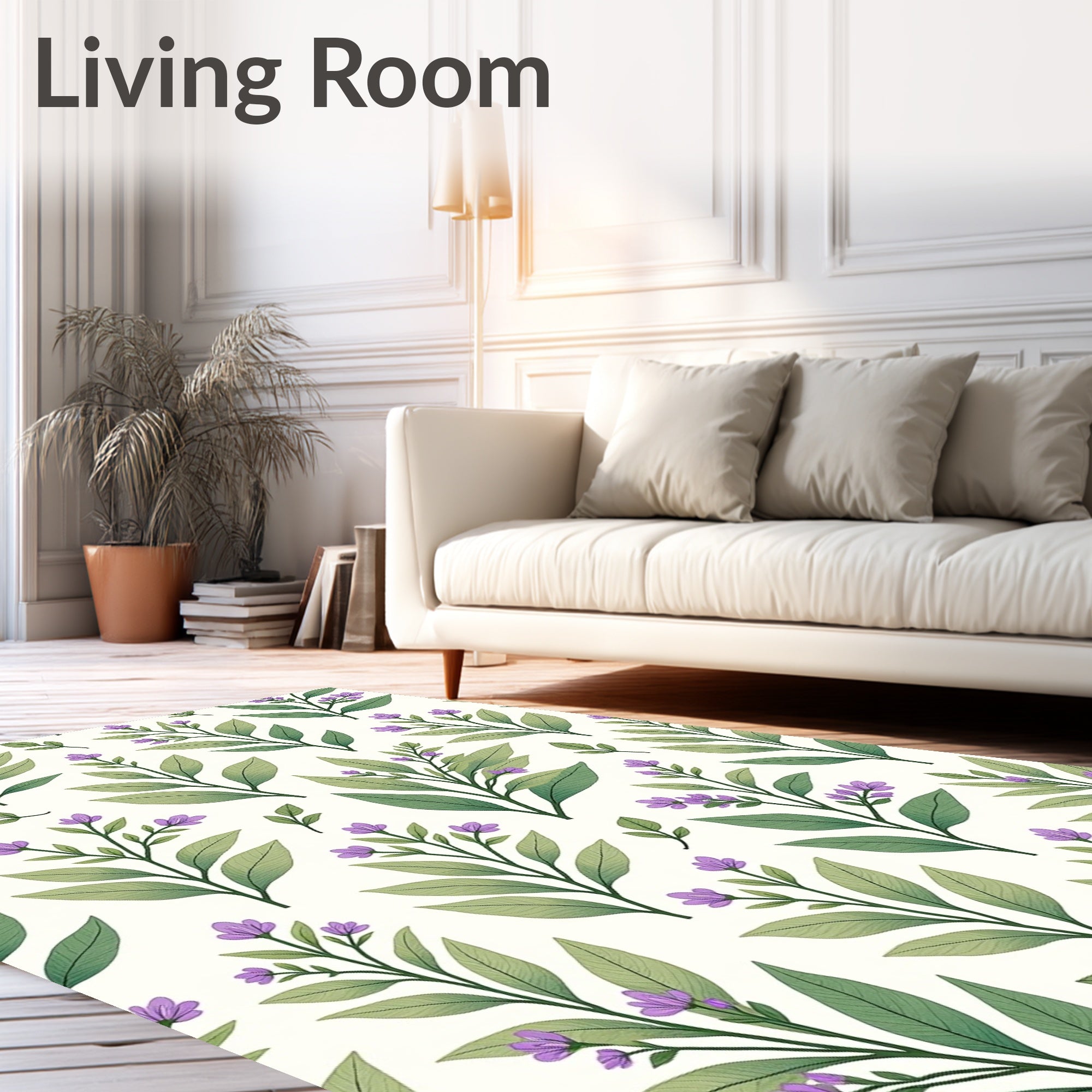 Botanical Floral Leaf Pattern Rug