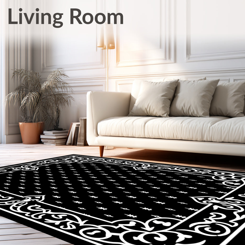 Classic Floral Scrollwork With Geometric Rug