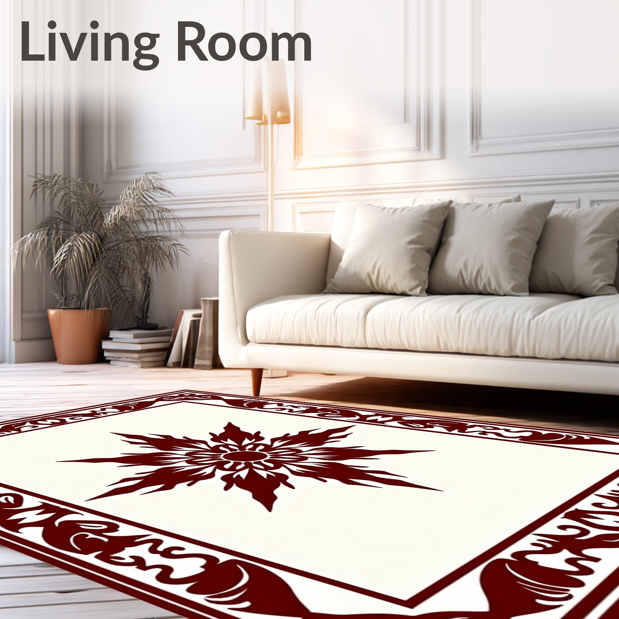 Floral Border With Sunburst Center Rug