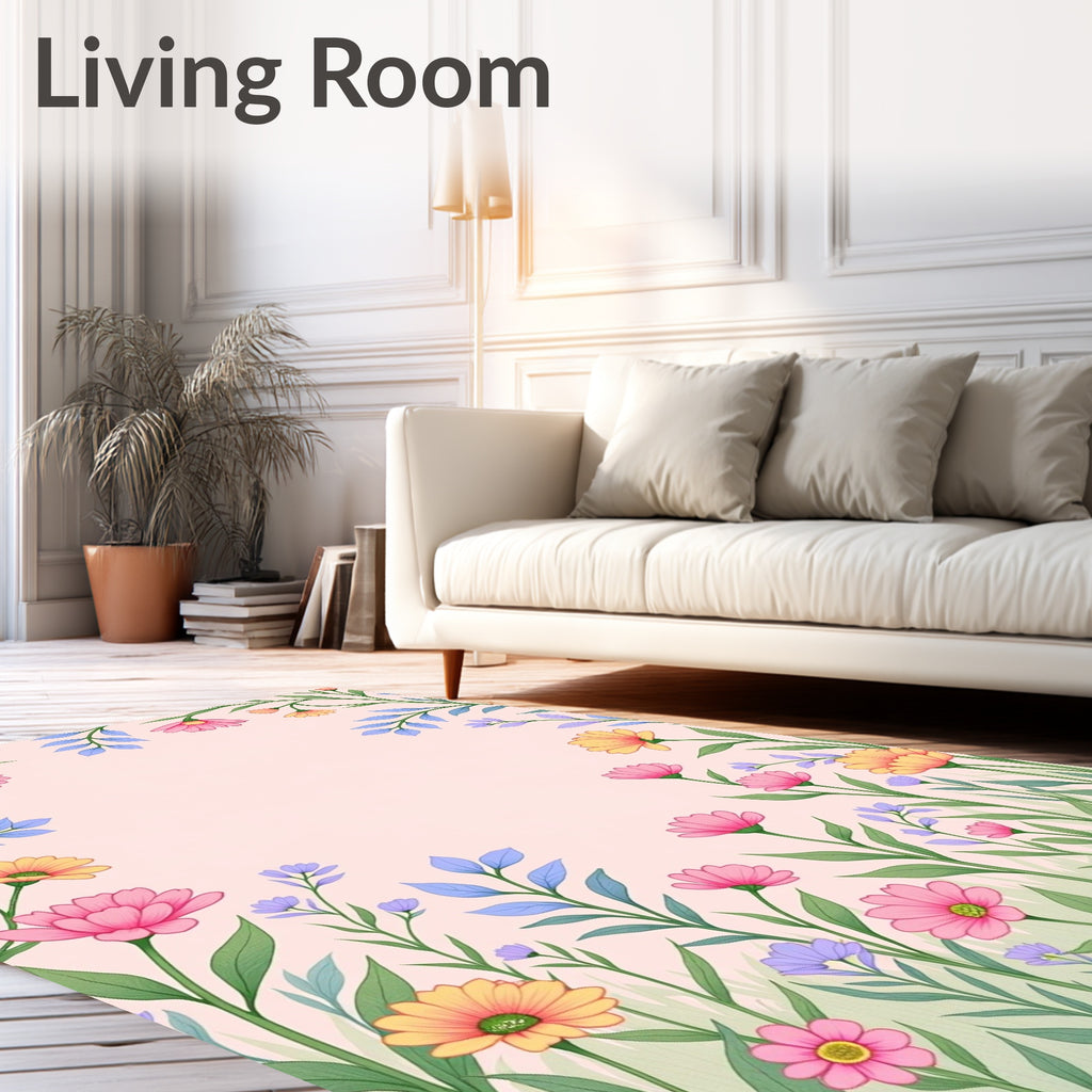 Whimsical Floral Garden Pattern Rug