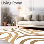 Modern Wavy Brown Swirl Rug