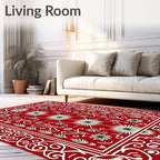 Ornate Red Floral Motif Rug