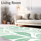 Fresh Green Leaf Pattern Rug