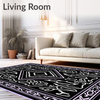 Mysterious Black White Symmetry Design Rug