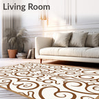 Classic Brown Scrollwork Damask Rug