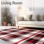 Classic Red Tartan Plaid Design Rug
