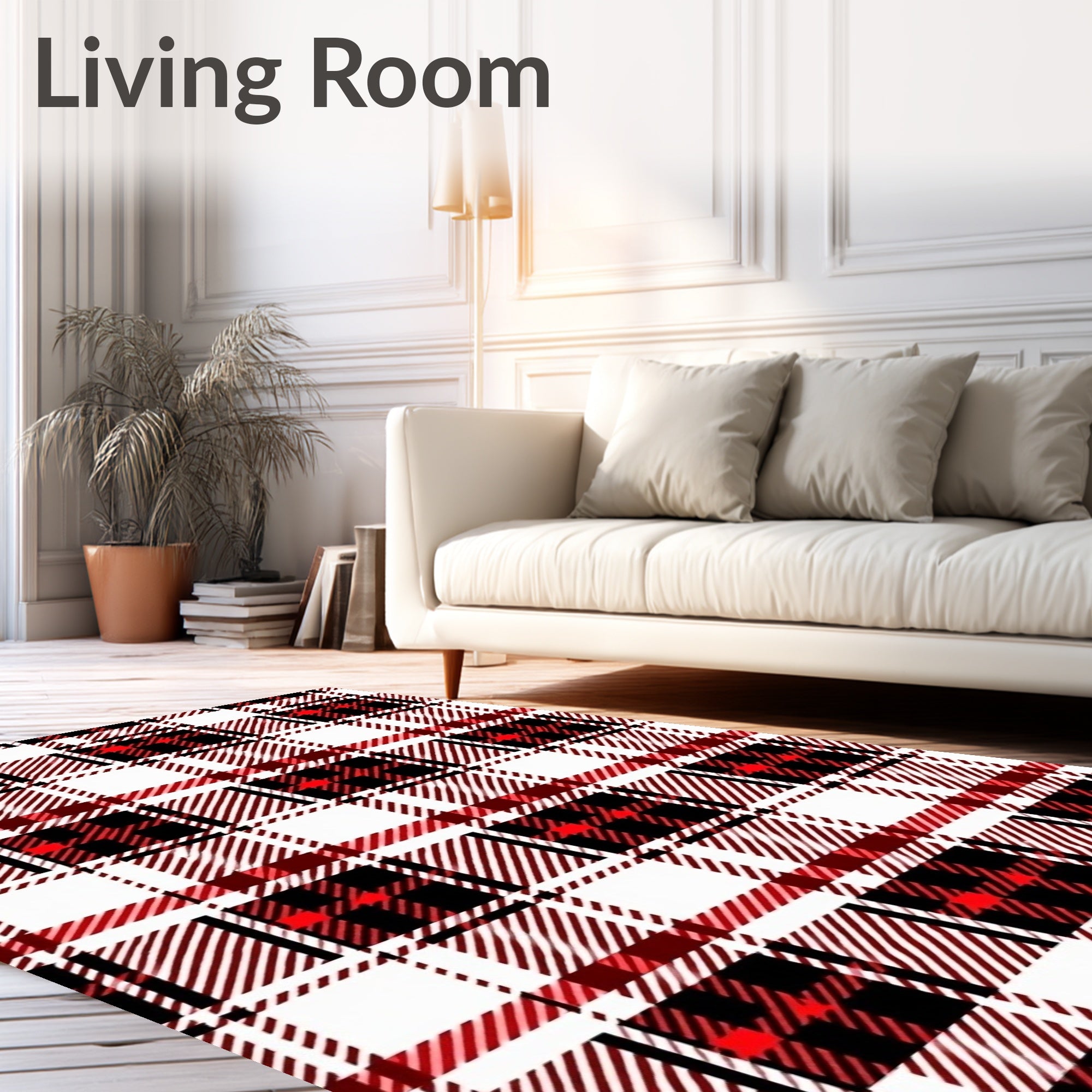 Classic Red Tartan Plaid Design Rug