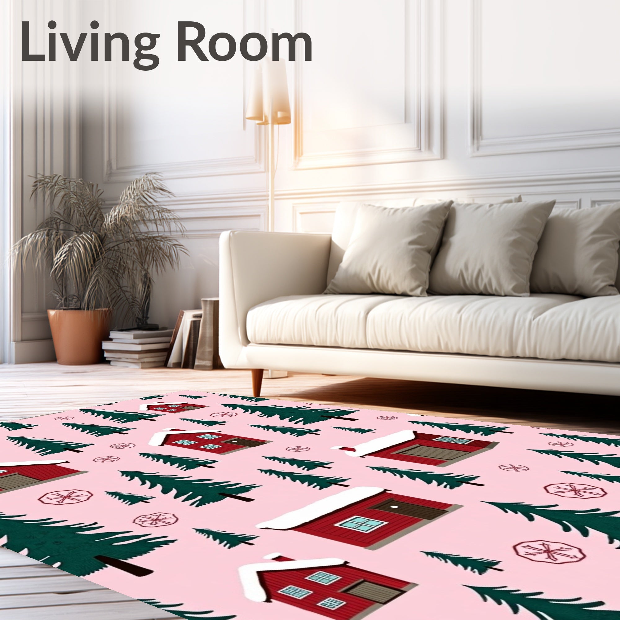Cozy Winter Village Pattern Design Rug