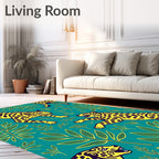 Yellow Jaguar Jungle Print Rug
