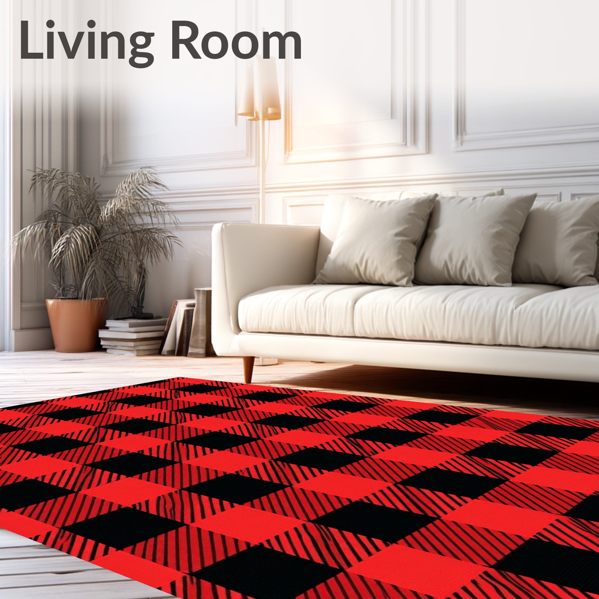 Red Black Buffalo Check Pattern Rug