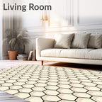Black Hexagonal Grid Pattern Rug