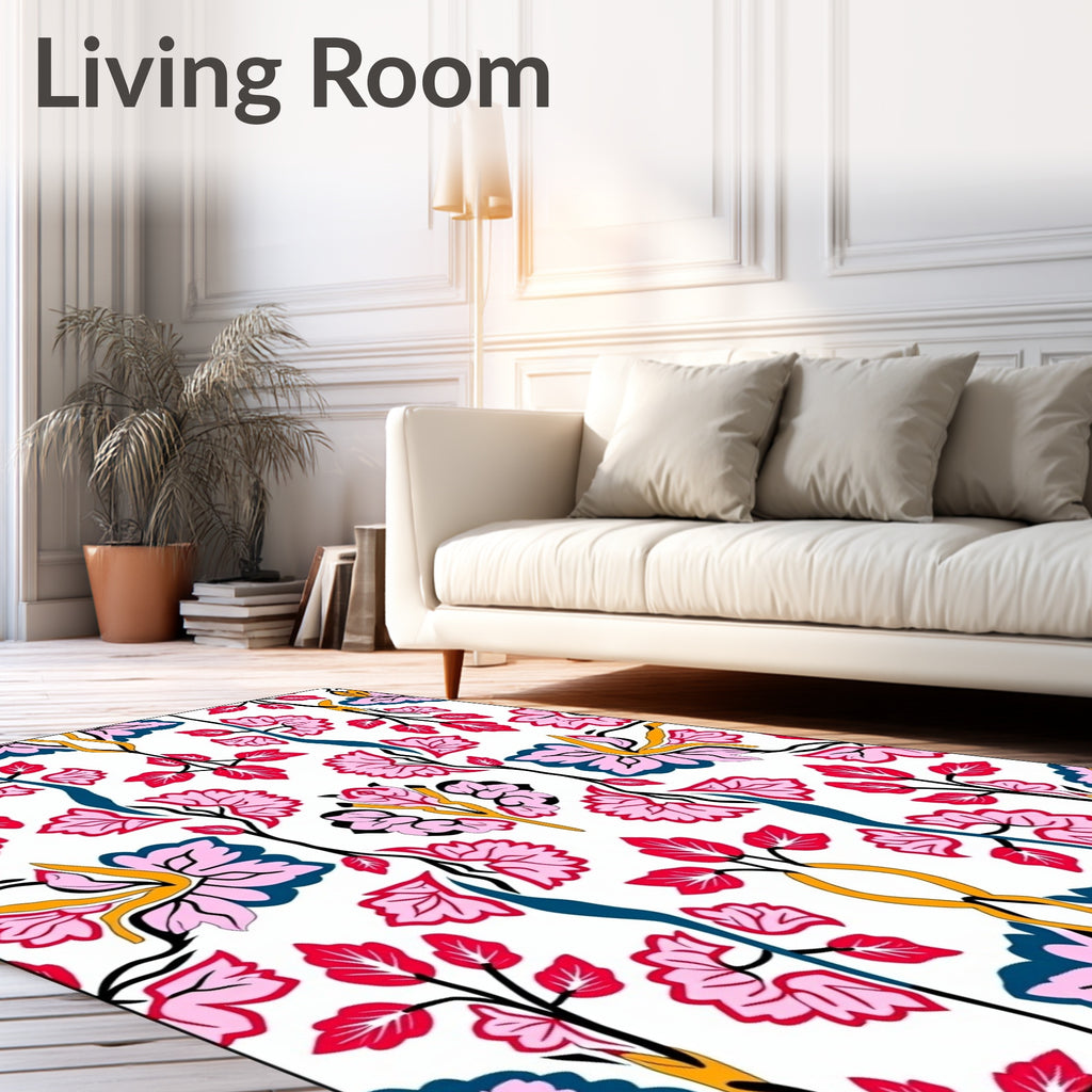 Vibrant Floral Vines Pattern Rug