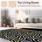 Curvy Yellow Lilac Swirl Pattern Rug