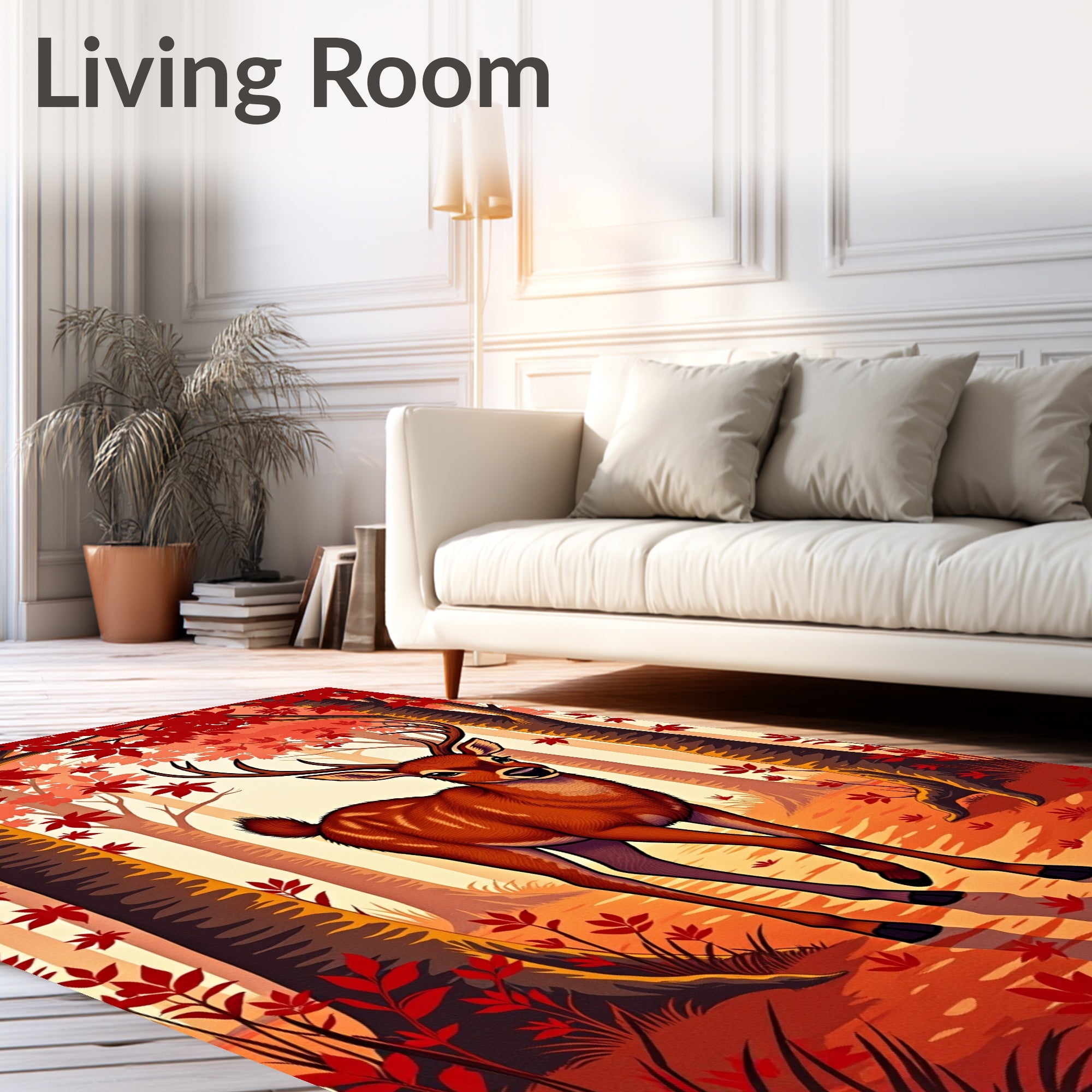Autumn Forest Deer Pattern Rug