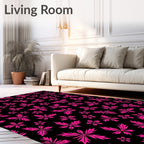 Hot Pink Blossom Leaf Collage Rug