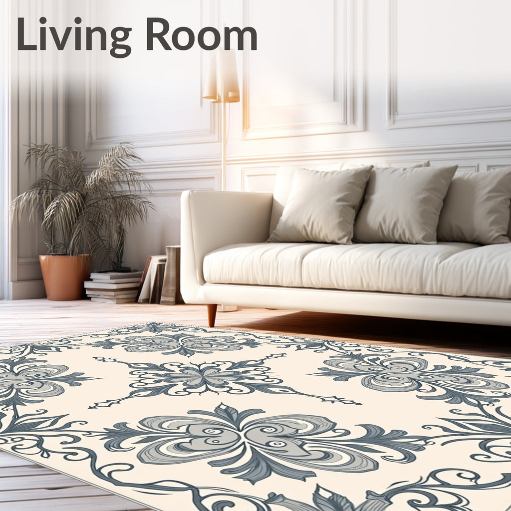 Elegant Floral Swirl Design Rug