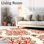 Red Ornate Flourish Pattern Rug