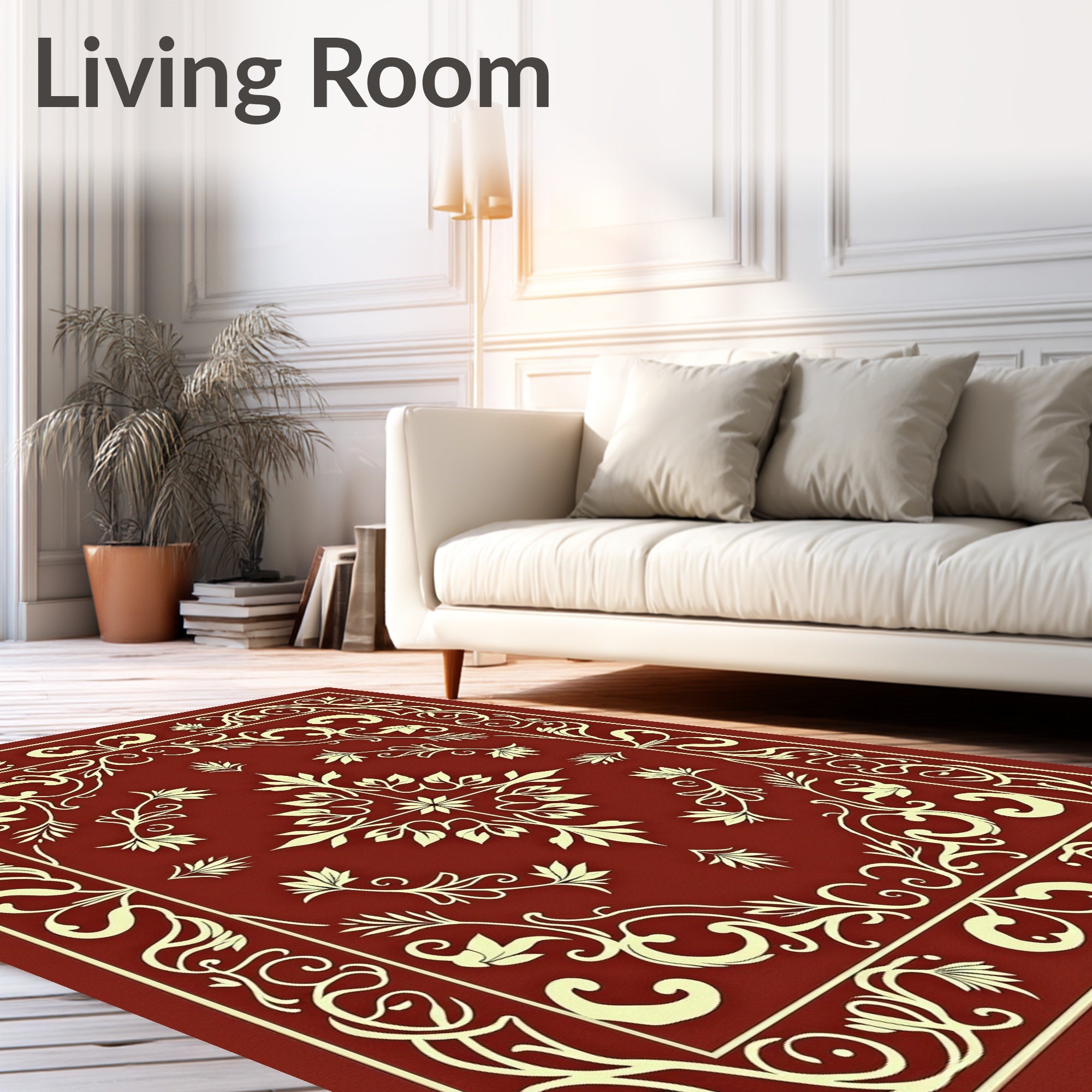 Elegant Floral Swirl Decorative Design Rug