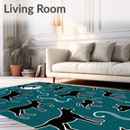 Whimsical Black Cats Moon Pattern Rug