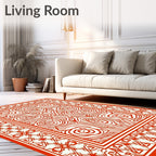 Red Ivory Intricate Border Design Rug