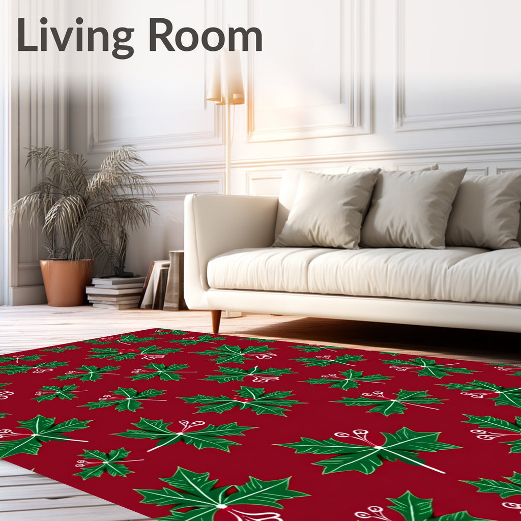Festive Holly Berry Print Design Rug