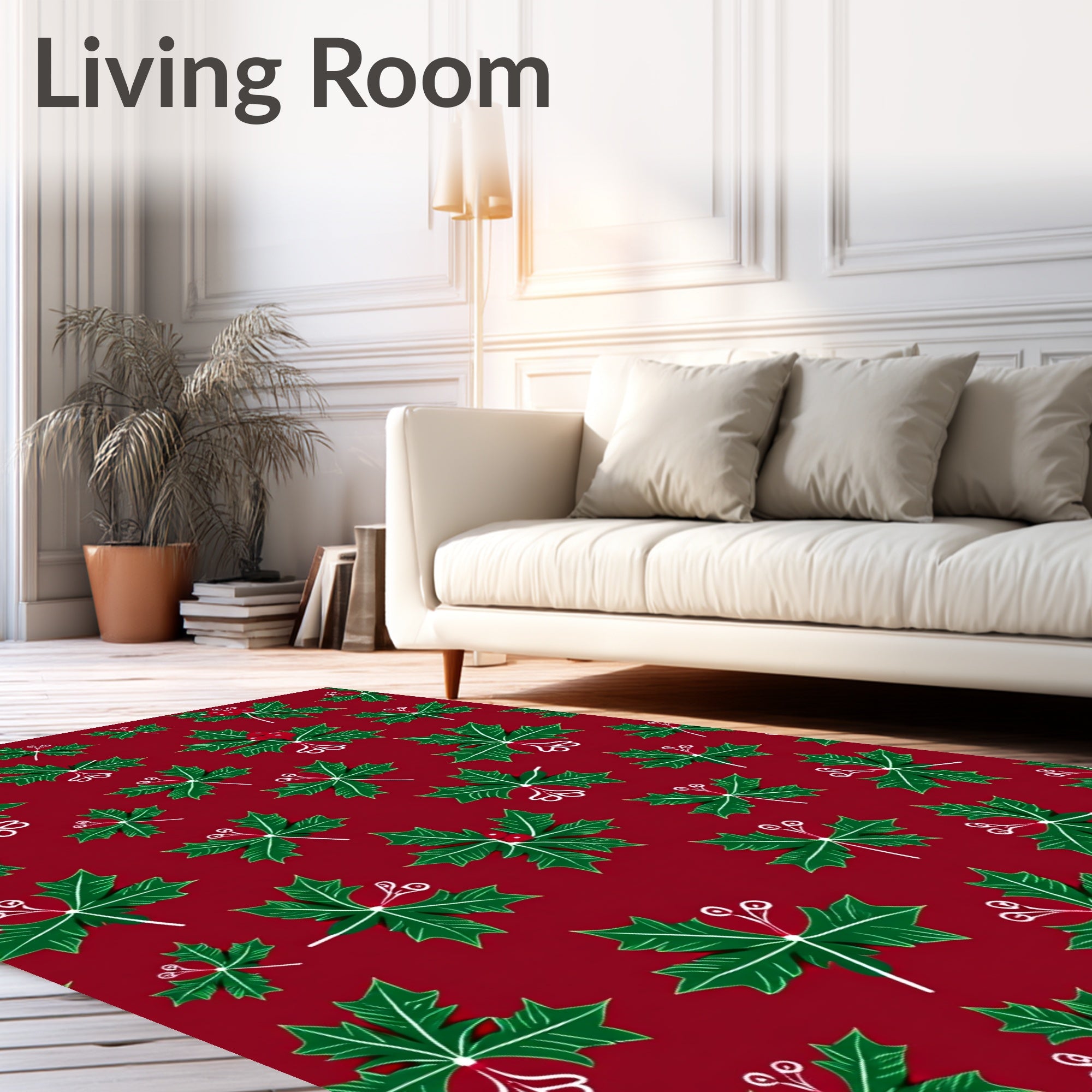 Festive Holly Berry Print Design Rug