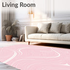 Elegant Flowing Pink Line Pattern Rug